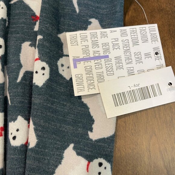 Lularoe Joy Long Vest Women's Size Large Duster, Cardigan Sweater Scottie Dog‎ - Picture 5 of 10